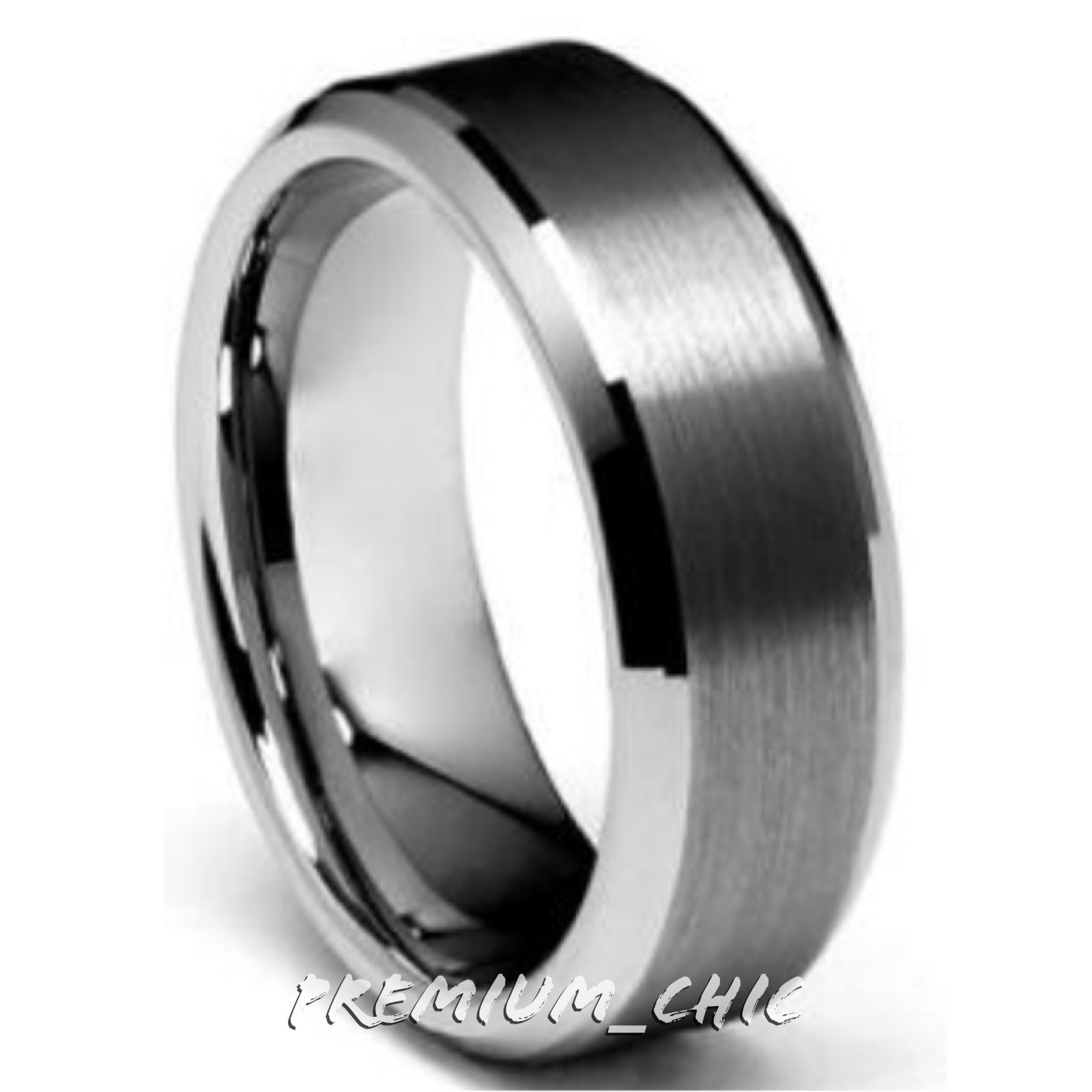 Mens Silver Color Tungsten Carbide Wedding Band Ring Bridal Jewelry Brushed 