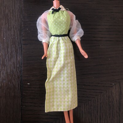 Vintage Barbie Friend Quick Curl Kelley Doll Original Outfit Gingham ￼Dress #422