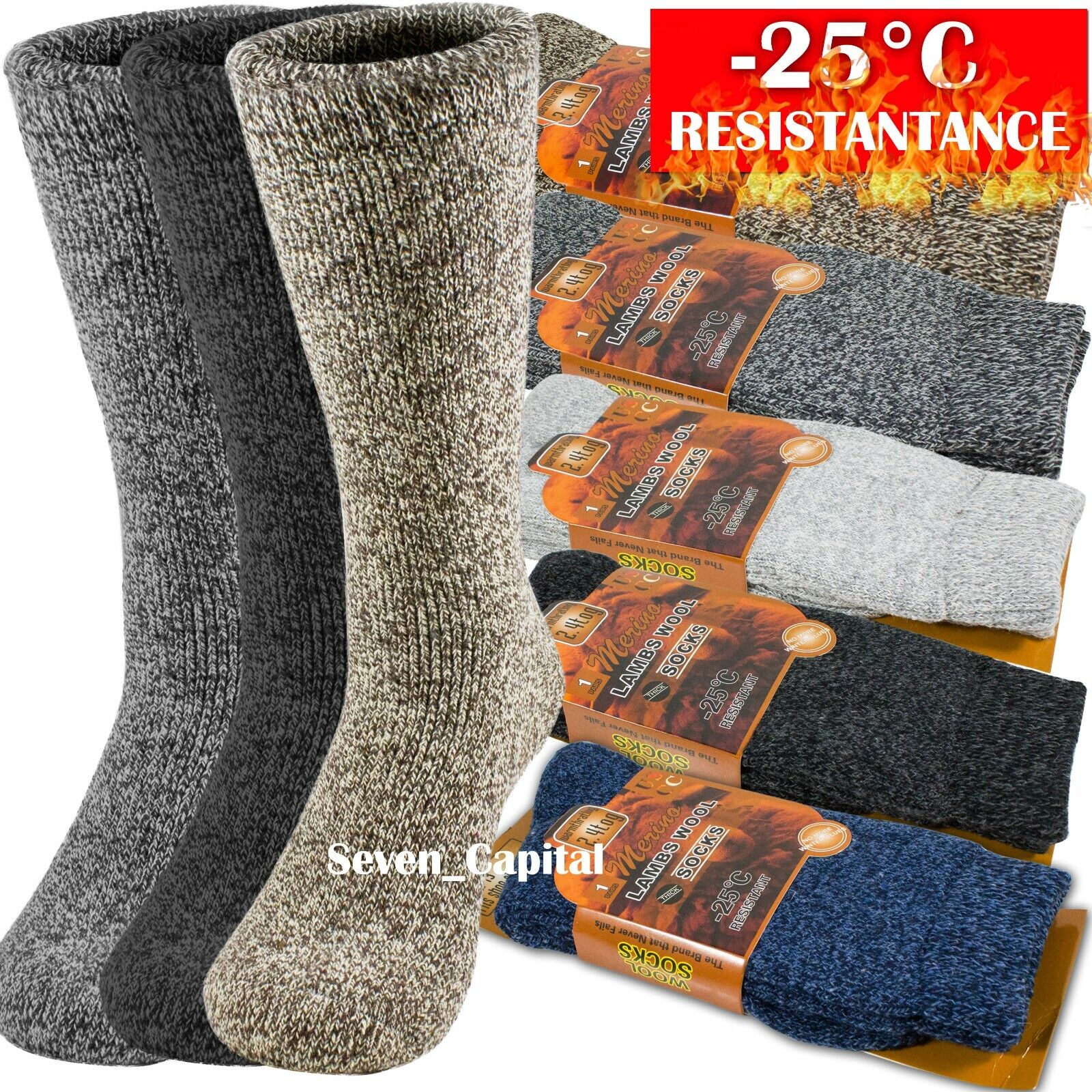 S Winter Heavy Duty Warm Thermal Merino Lambs Wool Boots Soc