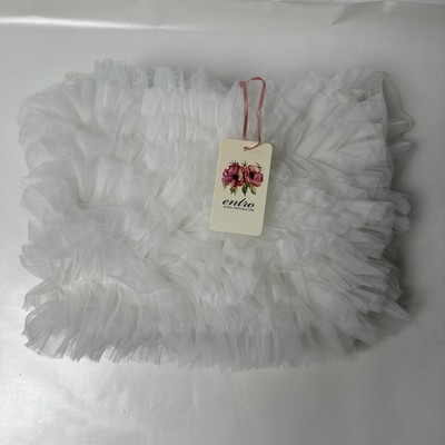 Entro Women s Medium Pleated Tulle Tube Top - White Boutique Top!