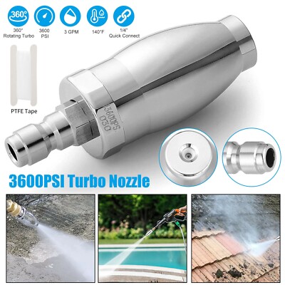 High Pressure Washer 3600PSI Rotating Turbo Nozzle Spray Tip 3.0 GPM 1/4'' Quick