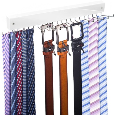 Tie Rack Wall Mounted Belt Hanger 360 Rotating Tie Hanger Belt Organizer 20 Stor