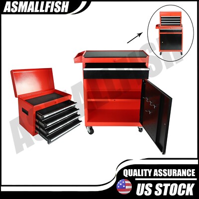 2 in 1 Rolling Tool Box Organizer Tool Chest w/ 5 Sliding Drawer Durable New