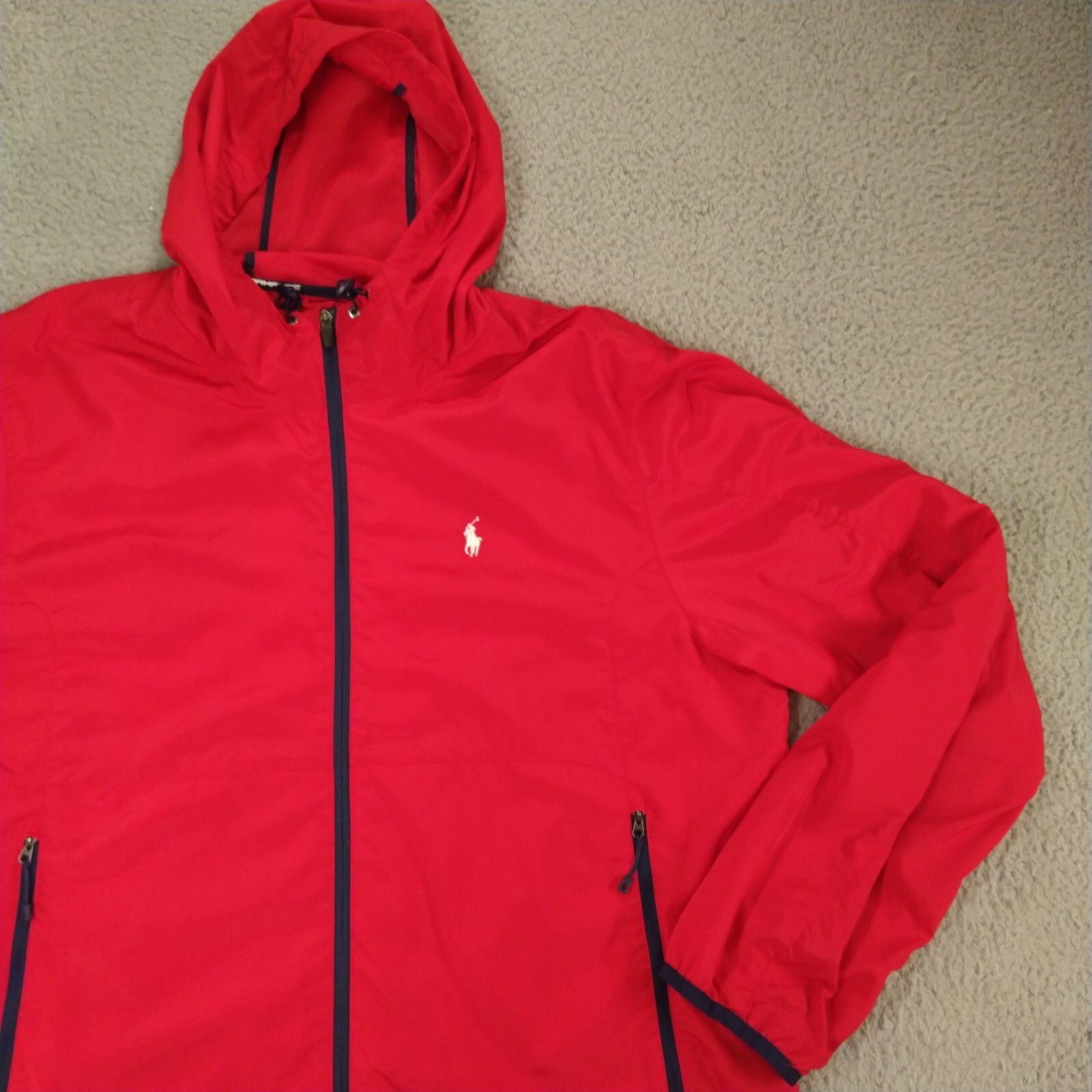 Polo Ralph Lauren Jacket Mens Extra Large Red Performance Hooded Windbreaker