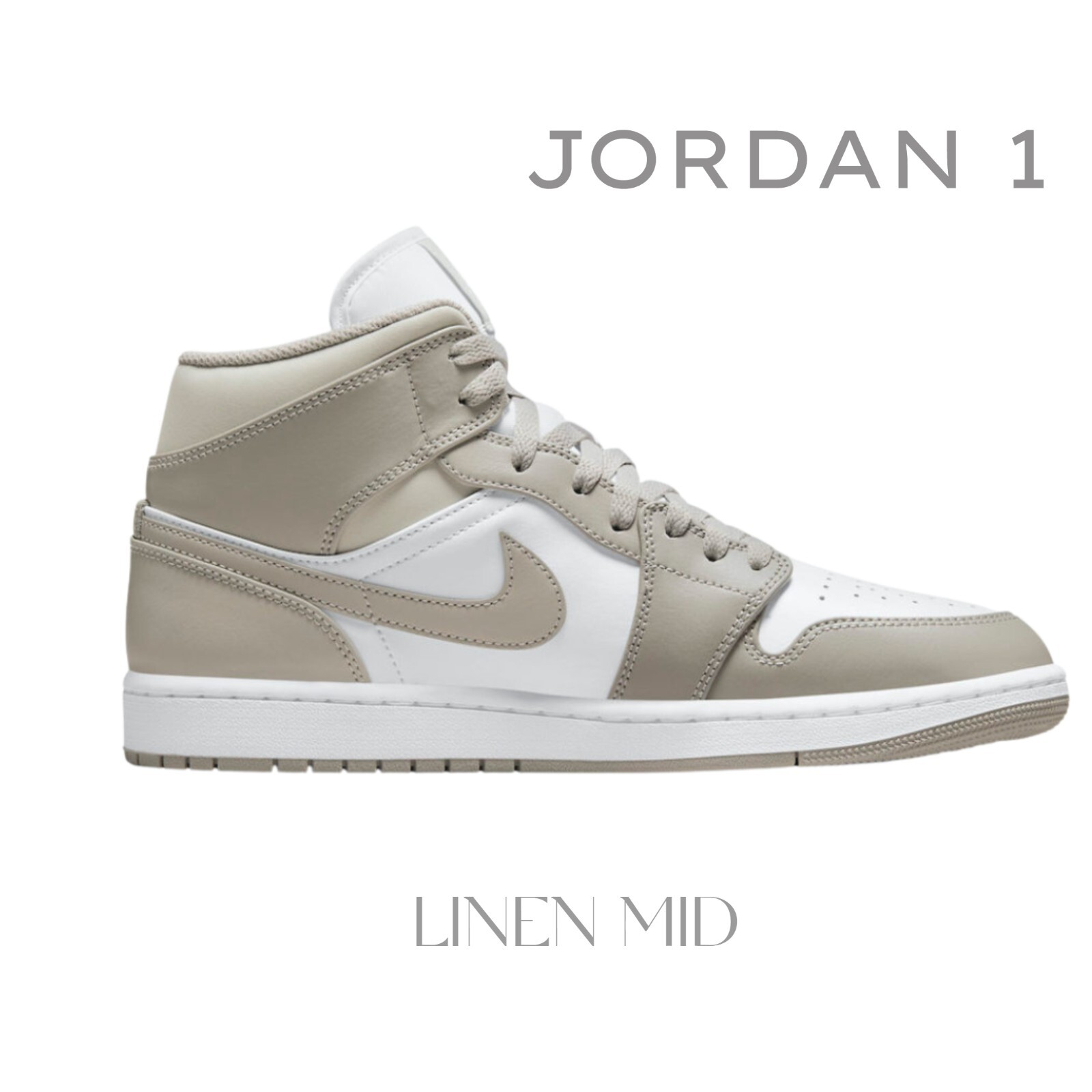 Nike Air Jordan 1 Mid ‘Linen’ B RAND NEW Air Jordan 1 Mid Linen Basketball Shoes New Nike