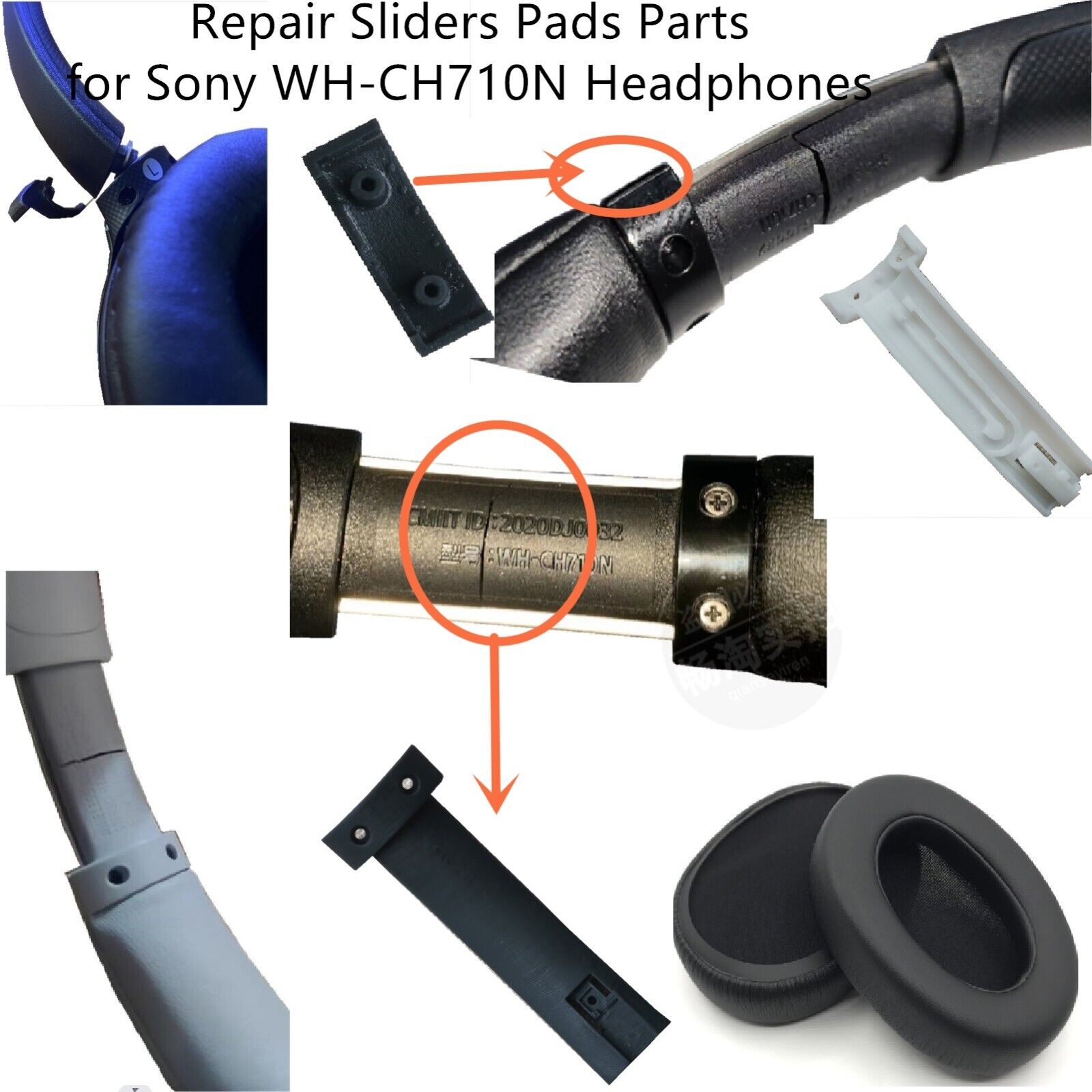 Repair Sony WH-CH710N Side Slider Parts Bar Loop EarPads for Repair Sony WH-CH710N Side Slider Parts Bar Loop EarPads for