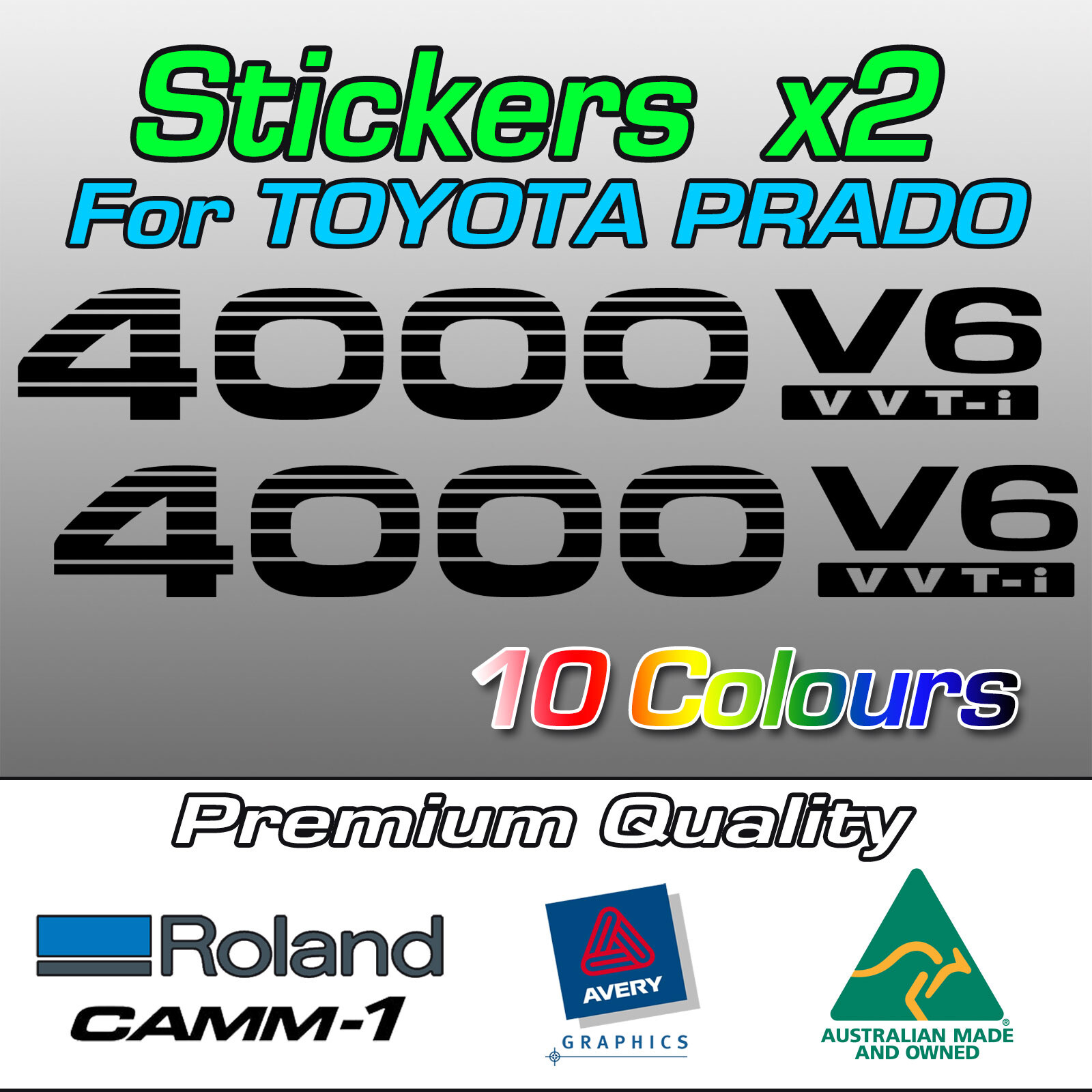 4000 V6 VVTi stickers for Toyota Prado x2 . Damaged paint versions