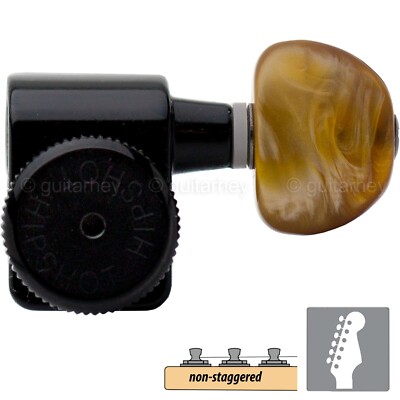 NEW Hipshot Non-Staggered Tuners Kit Fender  Directrofit  LOCKING Amber - BLACK