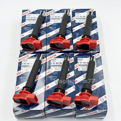 6x NEW OEM Audi 3.0 3.2 FSI A4 A5 A6 Q5 Q7 Bosch Red Top Ignition Coil Packs