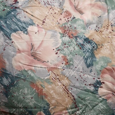 Vtg 1980s Stanley King Decorator Fabric Pink Green Floral Heavy Cotton 3.75 Yds