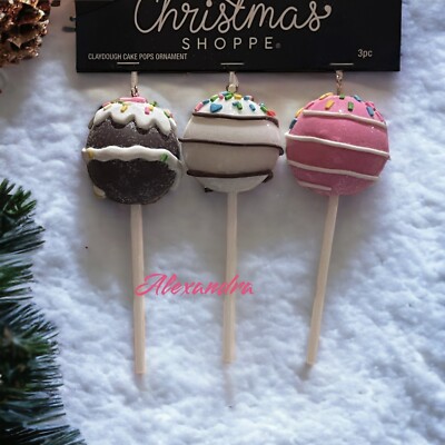 Christmas Hanging Ornaments Set of 3 Cake Pops With Sprinkles Candy Land Decor