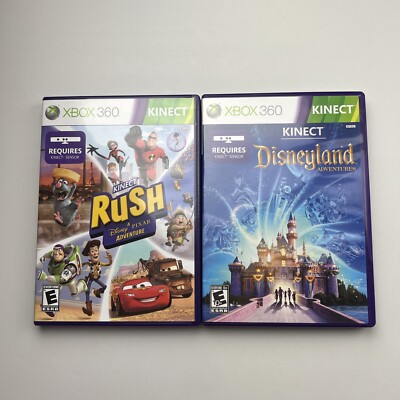 Kinect Rush: A Disney Pixar Adventure & Disneyland Adventures Xbox 360 Both Mint