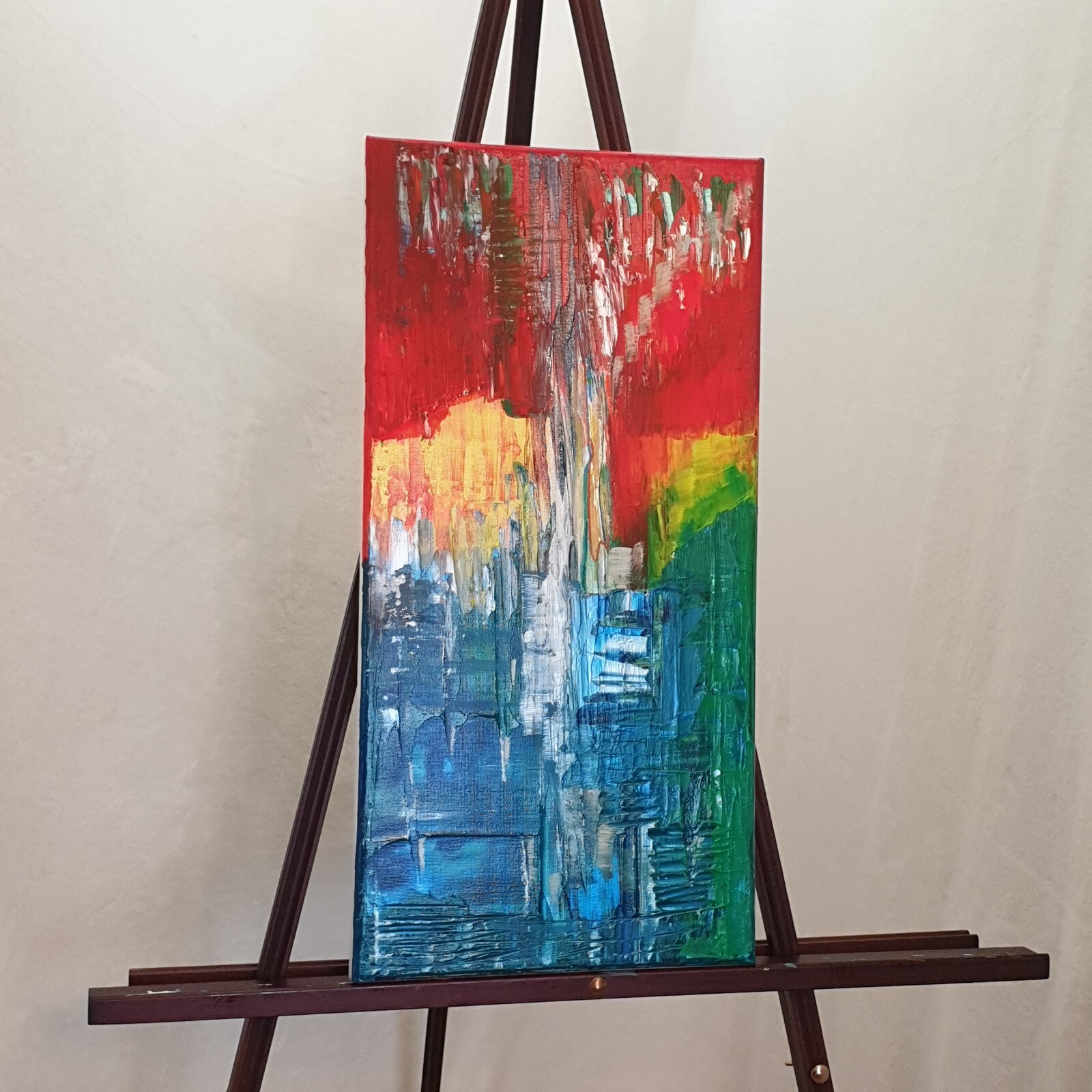 Ultra Vibrant See Vid Modern Orig Iridescent Abstract Acrylic Paint Canvas 10x20