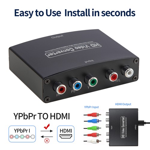 YPbPr Component to HDMI Converter Stereo Audio Video L/R 5RCA RGB Adapter 1080P