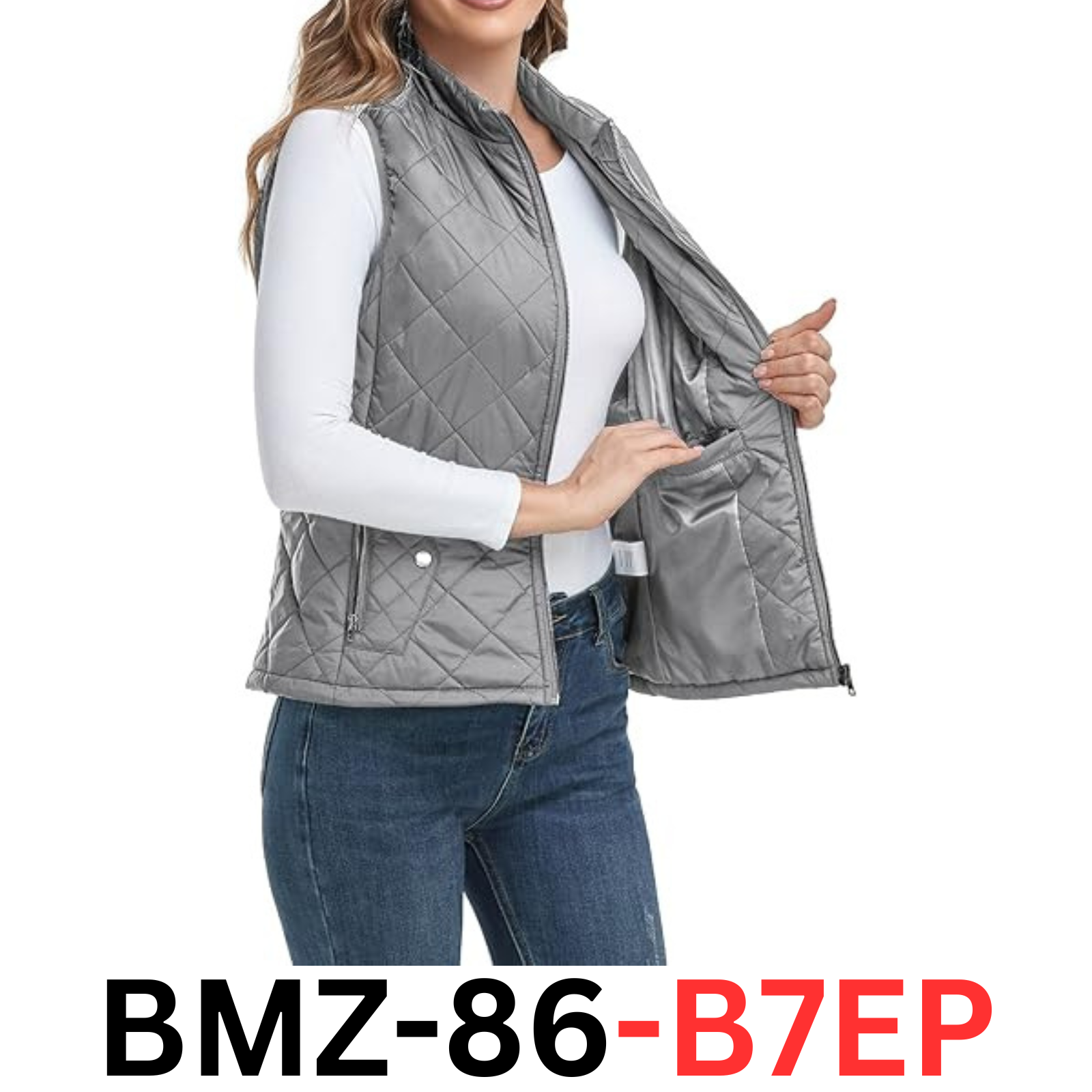 LONGKING Dark Grey Women's Vest, Stand Collar Lightweight Zip Quilted Vest Small