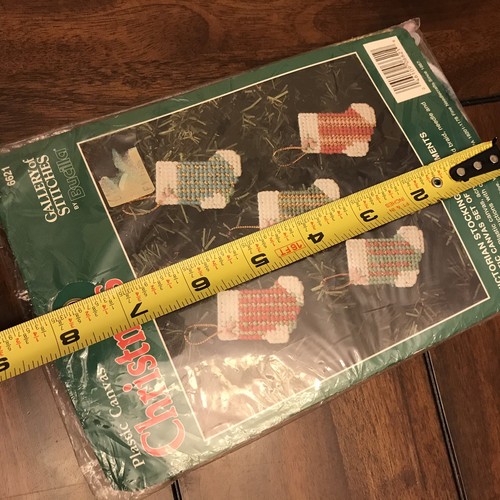 Bucilla Christmas Plastic Canvas Victorian Stockings Ornaments 6621 Vtg 1990 New