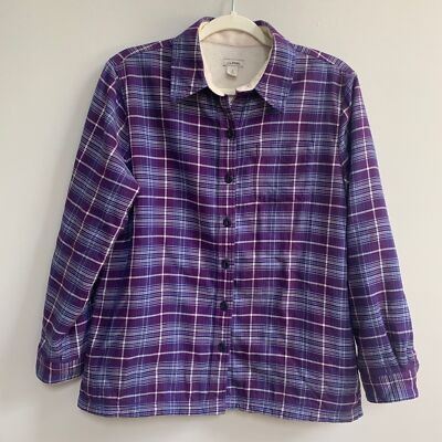 L.L. Bean Women’s Sherpa Fleece-Lined Plaid Flannel Shirt Shacket Size Sm Petite