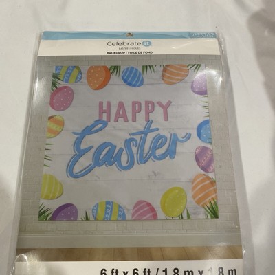 Celebrate It Happy Easter Backdrop, Scene Setter  6 Ft x 6 Ft Polyester