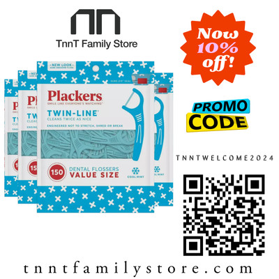 Plackers Twin-Line Dental Floss Teeth ToothPick Oral Care Flossers 150 Ct 4-Pack