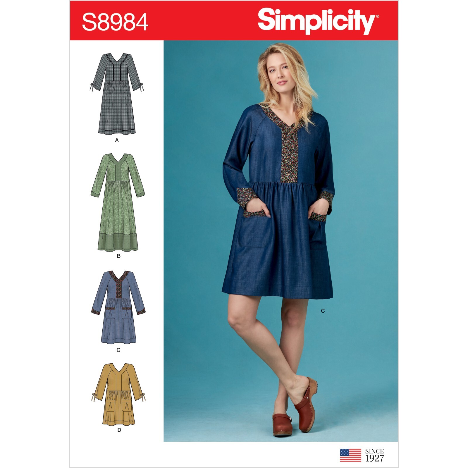 chic Simplicity 8984 Sz 6-24 Loose Dress Gathered Raglan V Neck