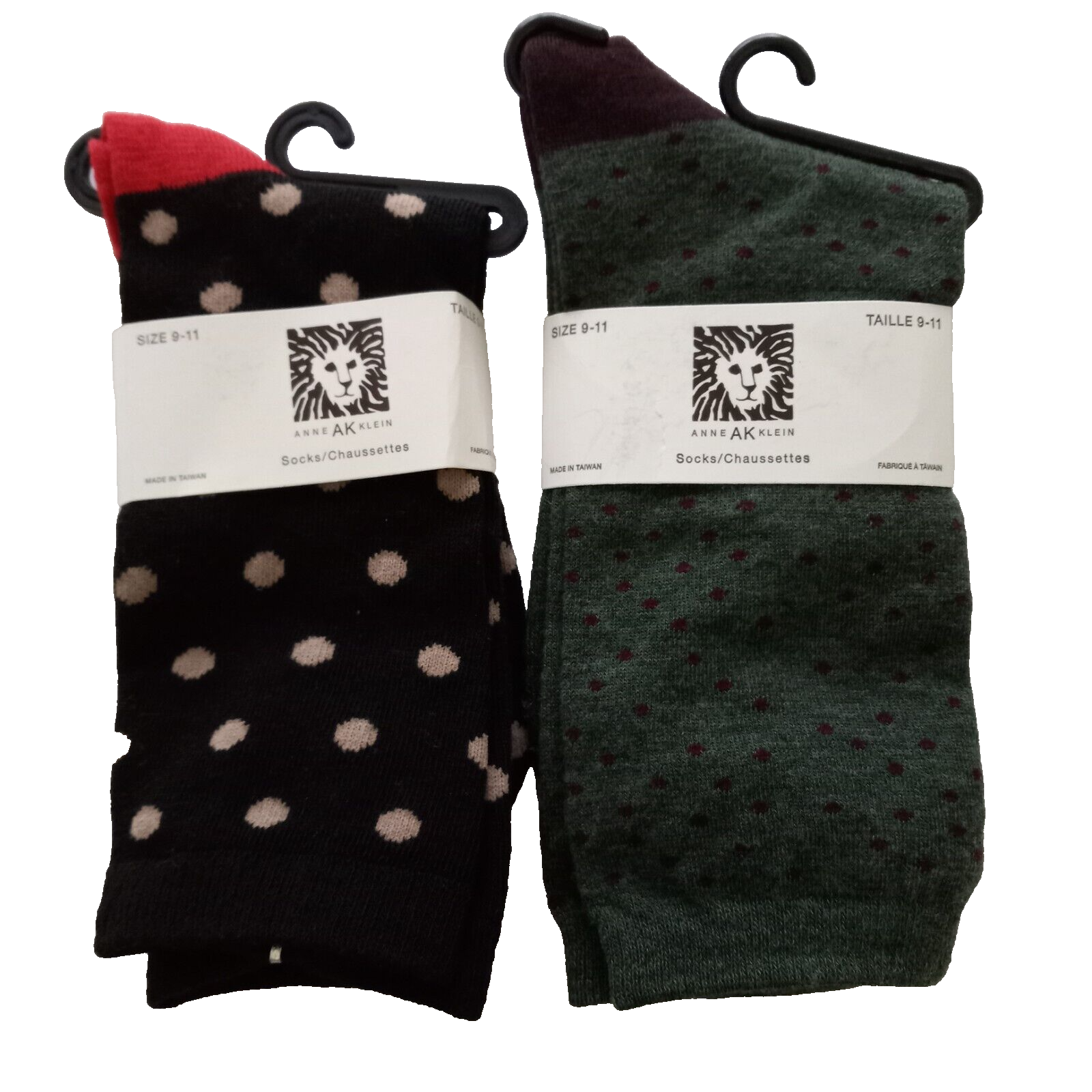 Women's Size 9-11 Lot Of 2 Pairs Polka Dot Multicolor Knit New