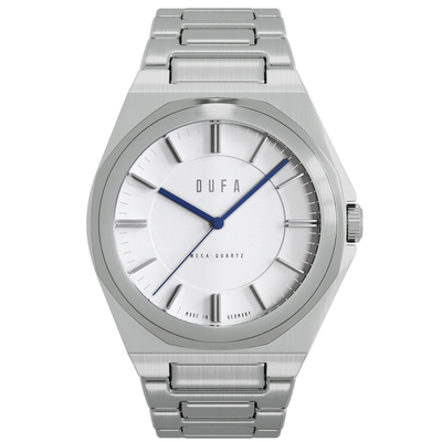 Pre-owned Dufa Wachsmann 40mm Contemporary White Ss Watch - Brand