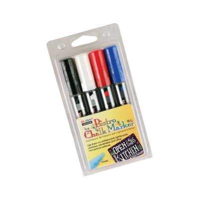 UCHIDA 483-4C Chisel Tip Bistro Chalk Marker Set, Primary Co