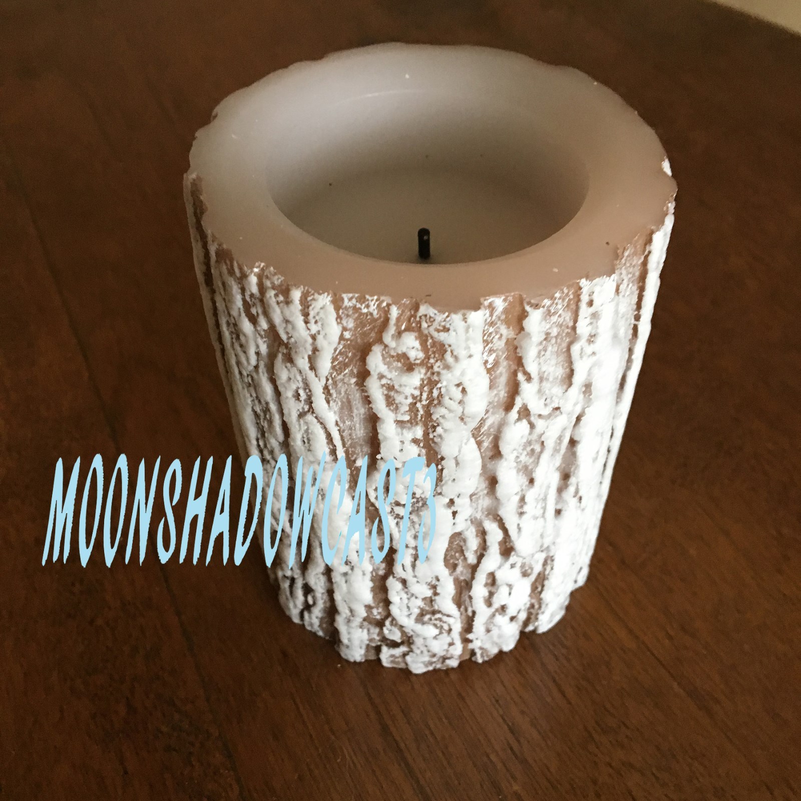 LOT OF 4 Xs LED CANDLE FAUX WOOD SNOW FROSTED 4