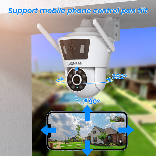Dual Lens HD 4MP Wireless WiFi IP Security Camera Outdoor CCTV PTZ Home Audio IR