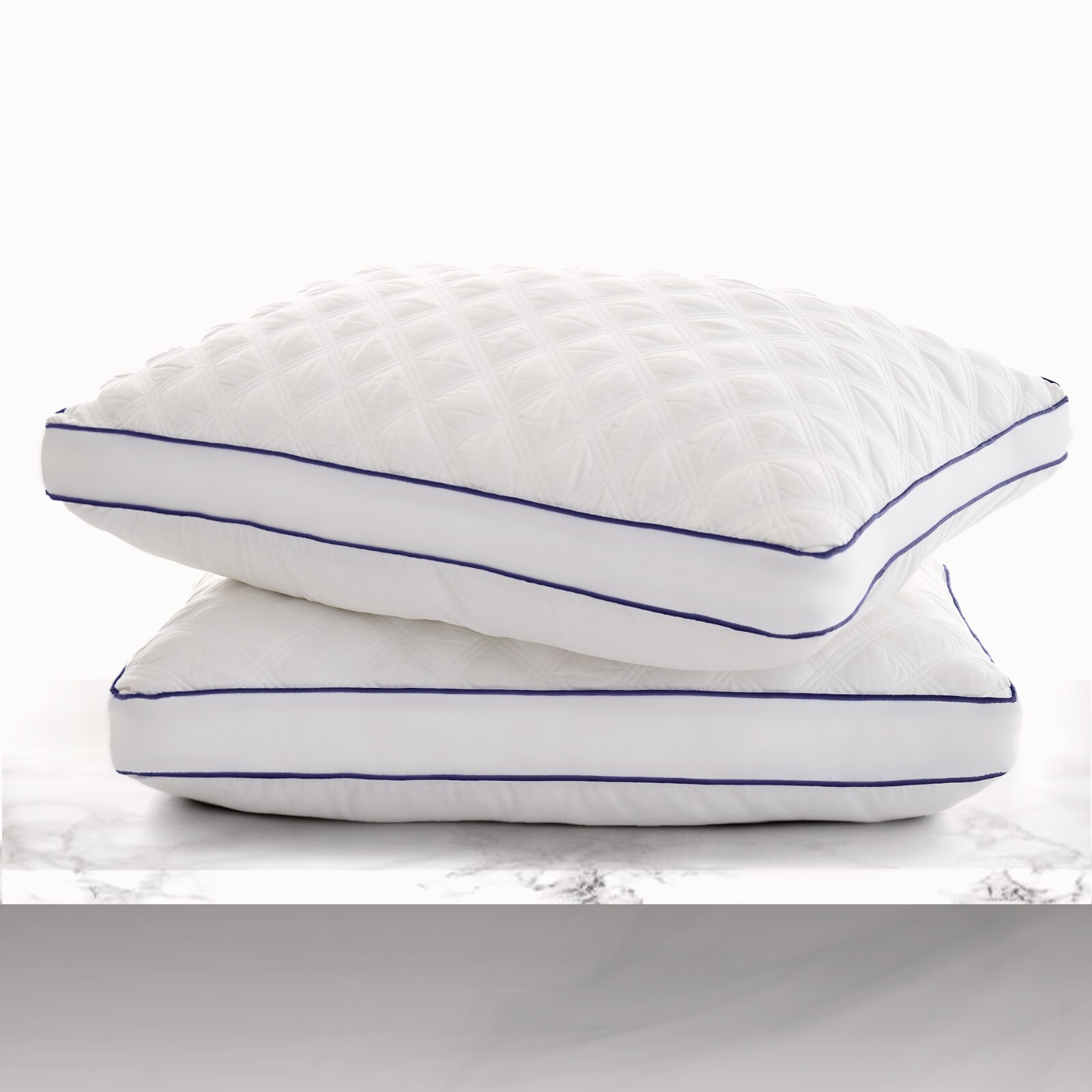 Bed Pillows Set of 2 Gusseted Neck Support Soft Pillow For Side & Back Sleepers