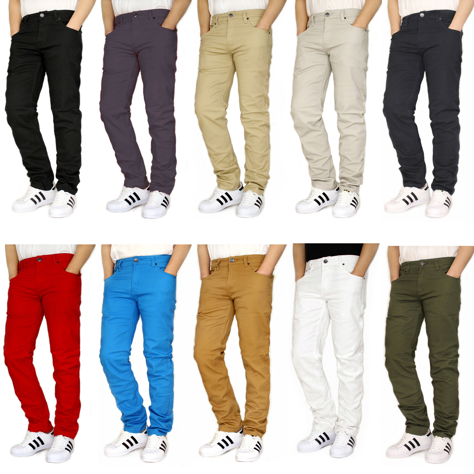 MEN'S TWILL STRETCH SLIM FIT JEANS PANTS VICTORIOUS 10 COLORS *GS21