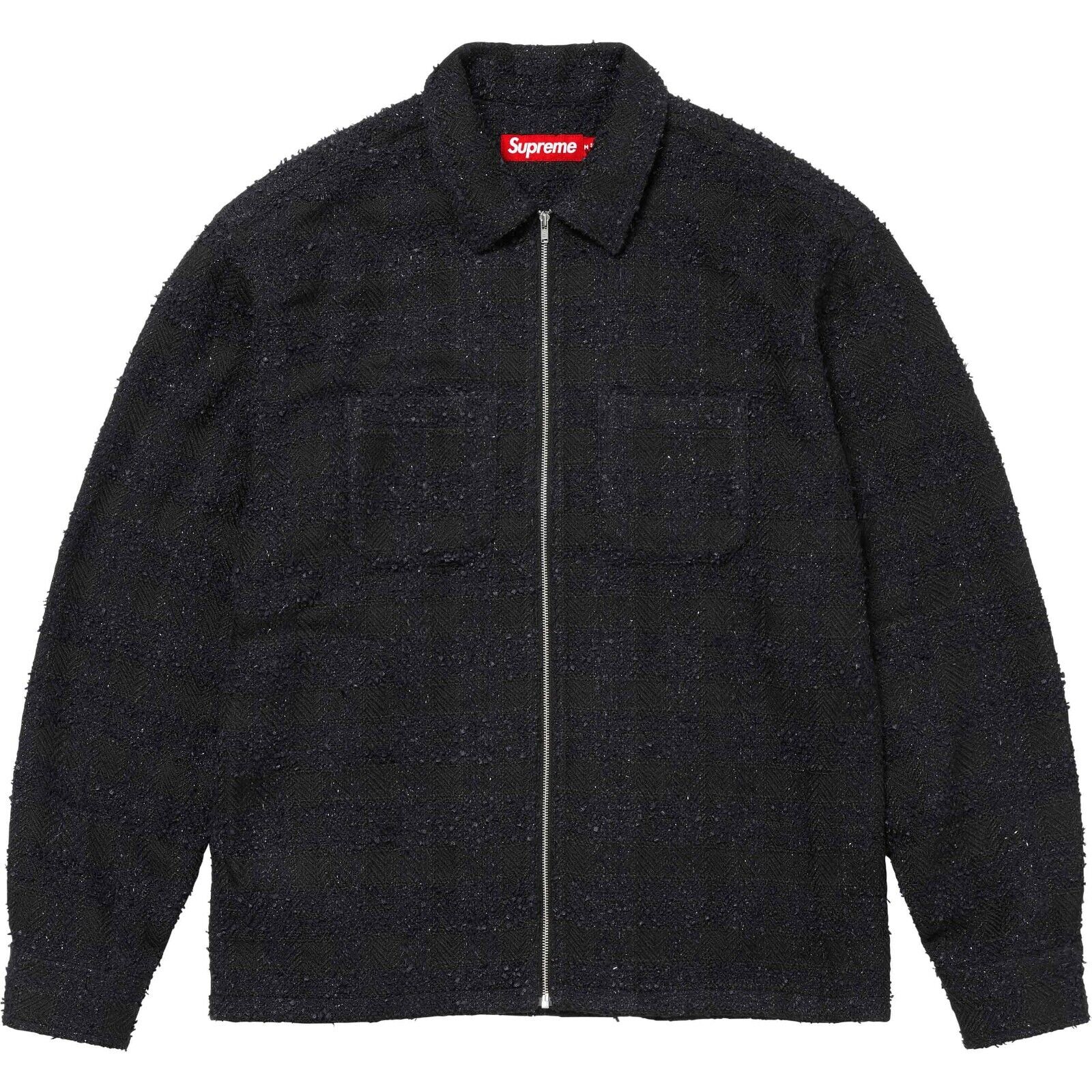 Supreme Boucle Zip Up Shirt - Black - Size Medium - FW24 New Supreme Boucle Zip Up Shirt - Black - Size Medium - FW24 New