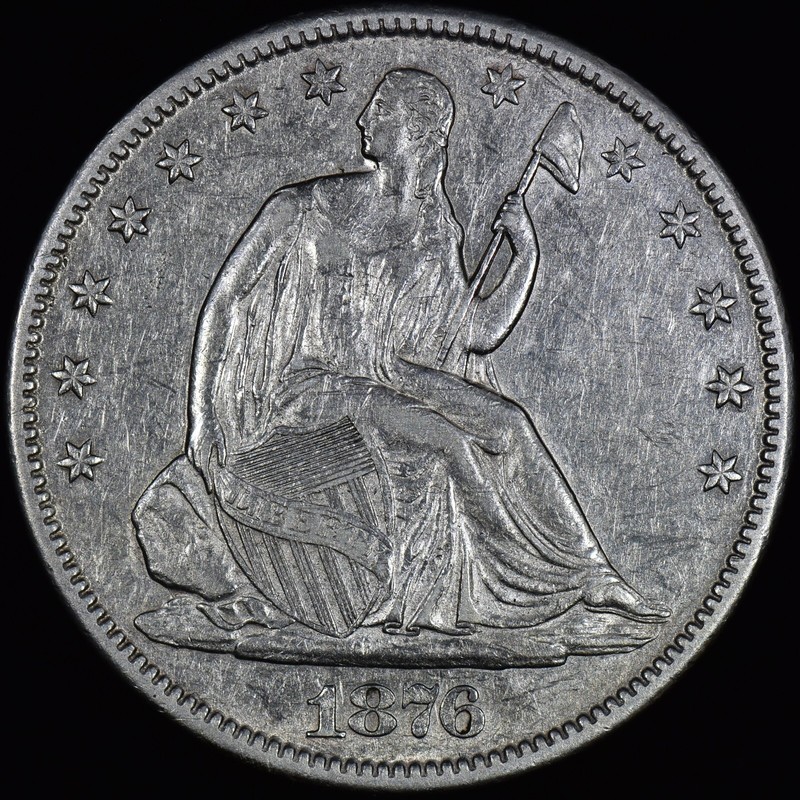 1876-CC SEATED LIBERTY HALF DOLLAR ✪ AU DETAILS ✪ 50C