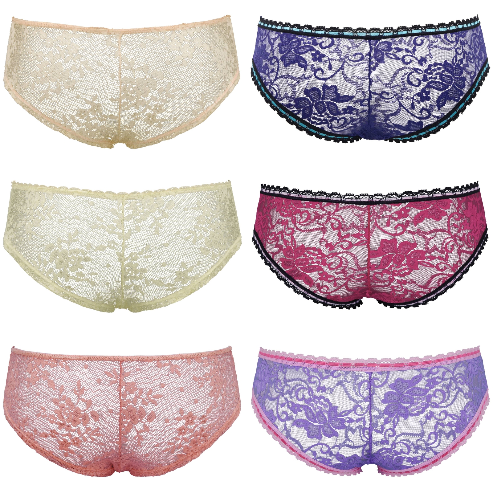 Women's Sexy Lace Bikini Hipster Briefs Panties Underwear-6PK - Picture 3 of 3