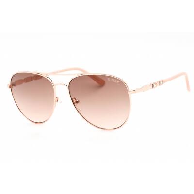 Guess Factory Women's Sunglasses Shiny Rose Gold Metal Aviator Frame GF6143 28F