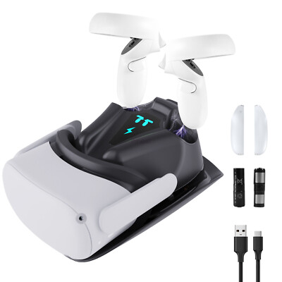 Charging Dock Set for Oculus Quest 2 Headset Controller Stand Magnetic Cable Set