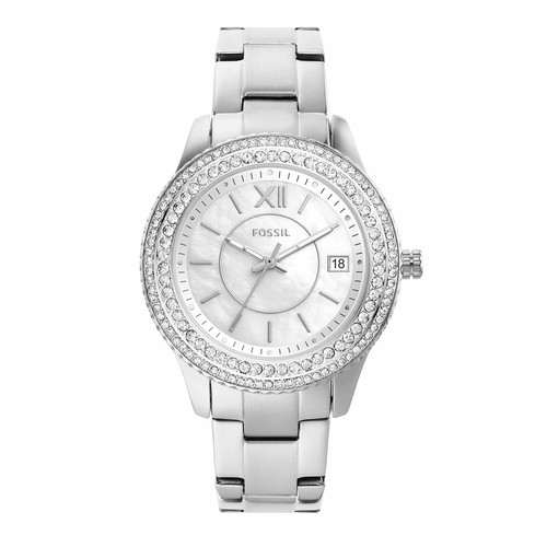Fossil - Женские кварцевые часы Stella с тремя стрелками, SST/Серебро, 37 мм/18 мм