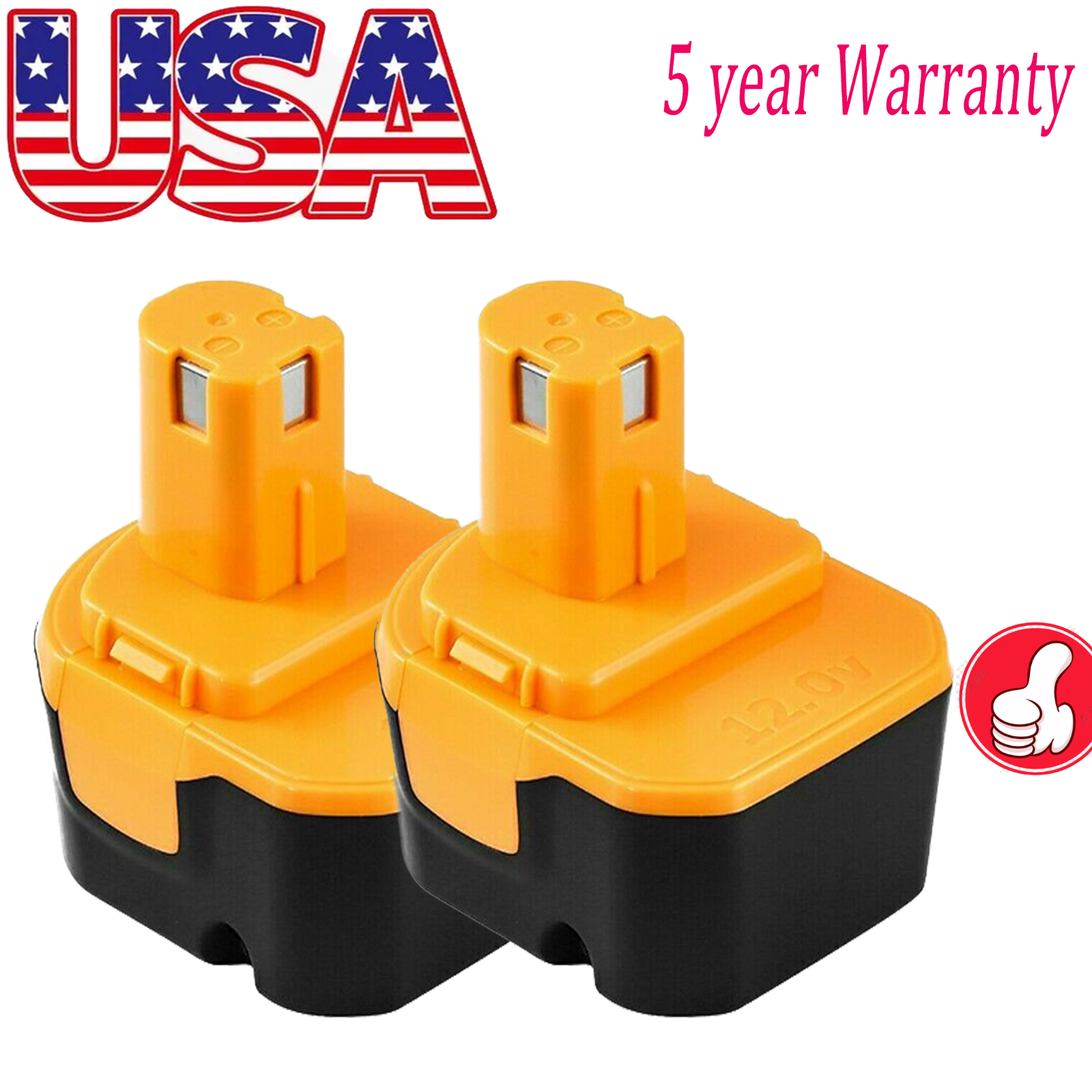 2Pack 12V For Ryobi 12 Volt 3.6Ah 1311148 Ni-Mh Battery B-8286 BPT1025 RY-1204