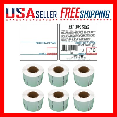 CAS LST-8020 Printing Scale Label, 58 x 60 mm, UPC/Ingredients x 6 Rolls