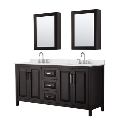 Wyndham Collection WCV252572D-QTZ-US3MED Daria 72'' - Dark Espresso / Giotto