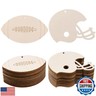 AWIZOM 48 Pcs Wooden Football Cutouts Unfinished Wooden Rugby Helmet Ornaments Blank Wood Football and Rugby Helmet Slices with 32.8 Ft Twine for DIY Crafts Door Hanger Sports Themed Party Home Decor