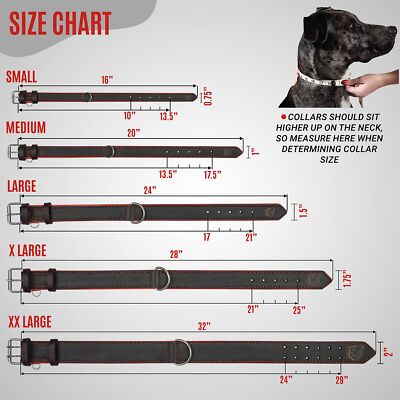 Riparo Leather Dog Collar Large Dog Collar Padded Heavy Duty Dog Collar with ...