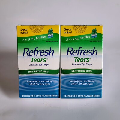 Lot of 2 - Refresh Tears Lubricant Eye Drops 2 x 15mL - EXP: 3/26+