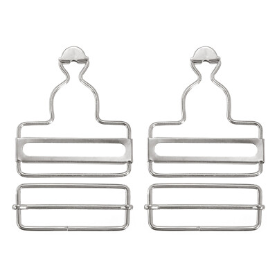 2 Sets Overall Buckles Retro Metal Suspender Replacement Buckles 50mm 2'' Silver