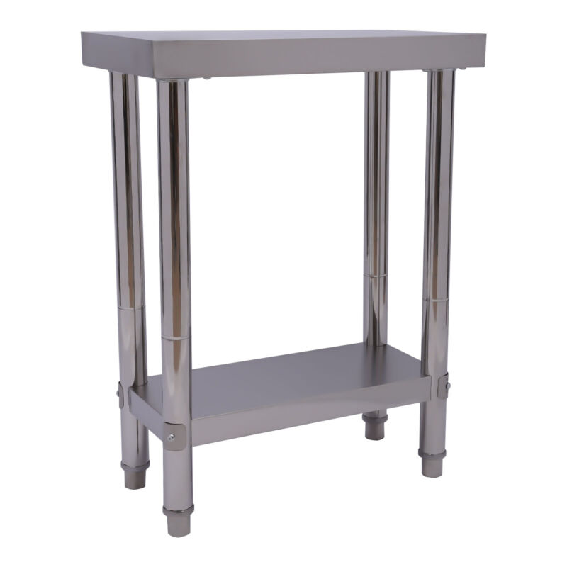 Stainless Steel Work Table + Undershelf 2 layers Kitchen Anti-slip Work Table 