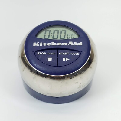 KitchenAid Digital Kitchen Cooking Timer Blue Chrome 9:59 Beep Alert Food Baking