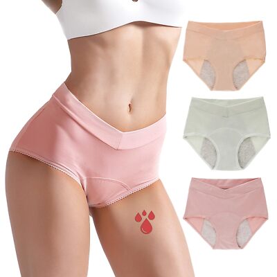 Makone 3 Pièce Mutande Mestruali Donna in Cotone Vita Alta - Lavabile e