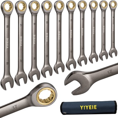 10 Pc. Ratcheting Combination Wrench Set, Metric 8, 10, 11, 12, 13, 14, 15, 1...