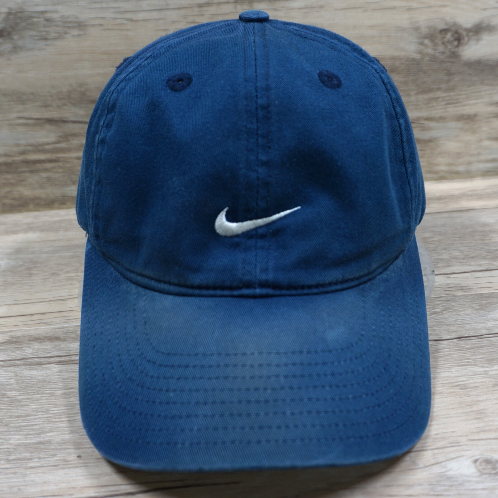 Nike Vintage 90s Hat Cap Strap Back Blue Faded Cotton Swoosh