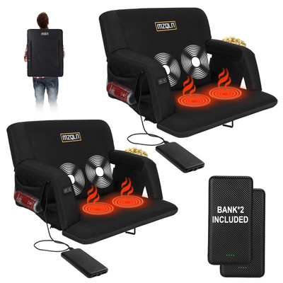 MZQLN Heated Massage Stadium Seats Pack of 2, 25 Inche Folding Bleacher Chair...